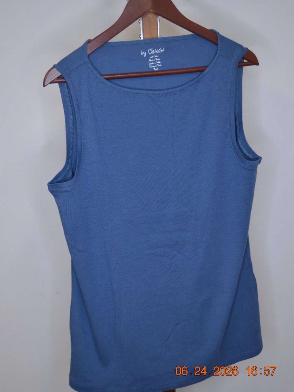 Chico’s Women’s Size 3 (US XL) Blue Grey Scoop Neck Tank Top